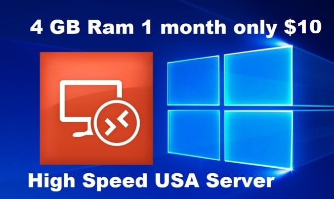 I will provide windows vps server 4 gb ram 2 vcpus 127 gib disk