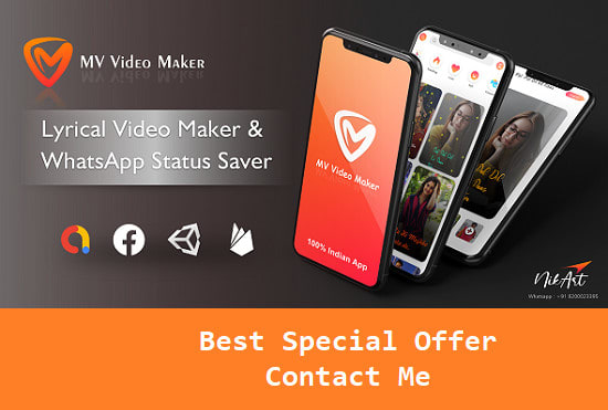 I will provide you a mv video maker app, mv master, lyrical video maker, status saver