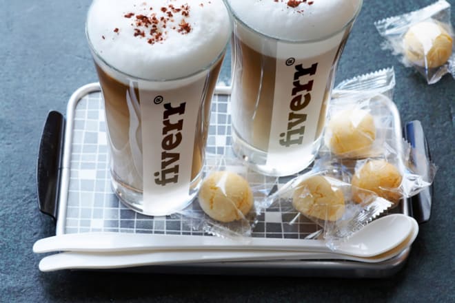 I will put your logo or text on latte coffee glass