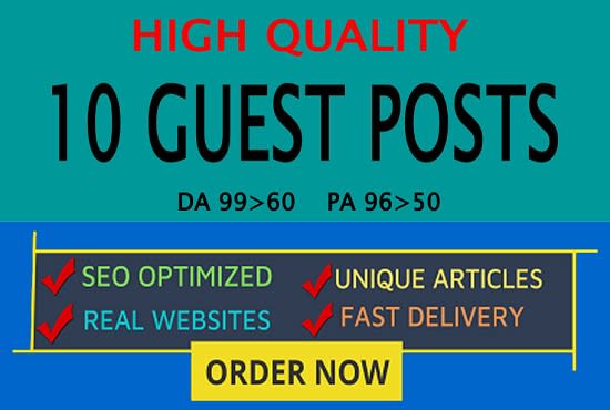 I will write and publish 10 guest posts on high quality website