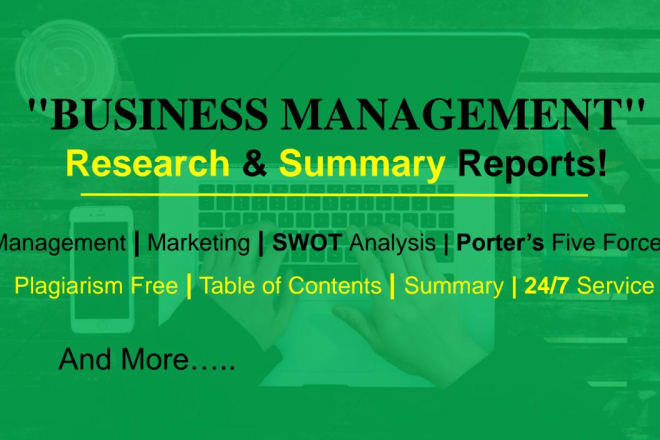 I will write quality management and marketing reports