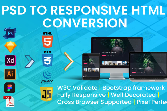 I will convert psd to responsive html with bootstrap