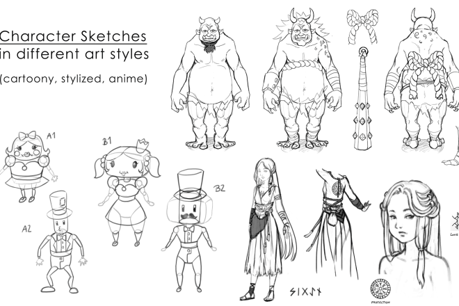 I will create character sketches for you
