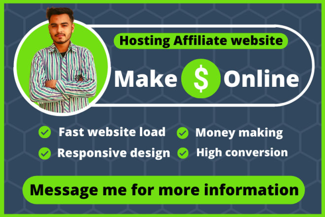 I will create hosting affiliate marketing website or landing page to make money online