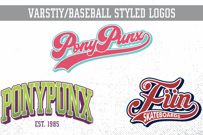 I will design varsity, baseball styled logo