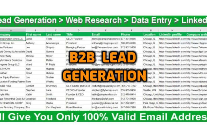 I will do b2b lead generation and targeted emails finding