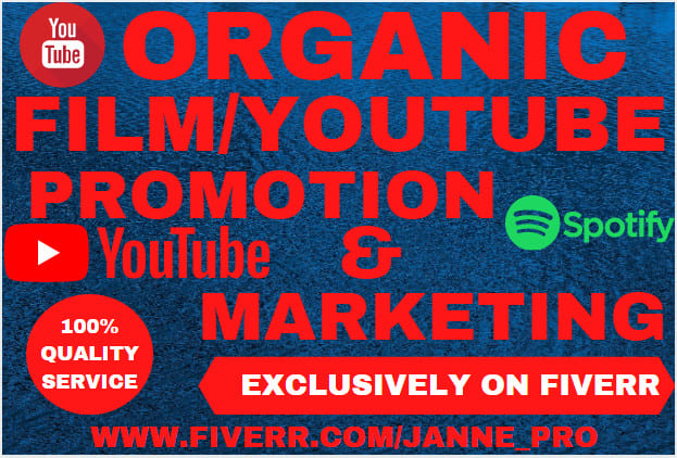 I will do film promotion,youtube channel,movie trailer,spotify music,documentaries