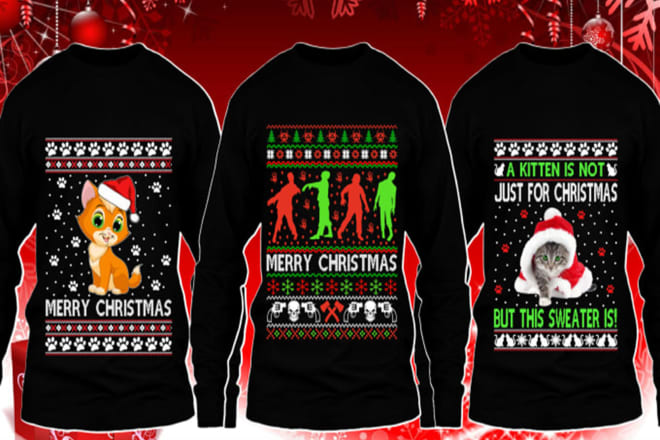 I will do ugly christmas sweater and t shirts design