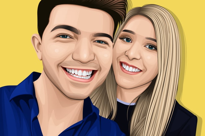 I will draw high realistic couple vector portrait from photo