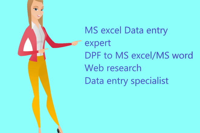 I will enter data on ms excel for you