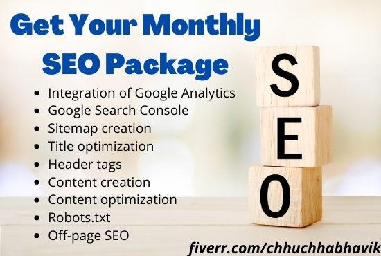I will provide complete monthly website SEO service