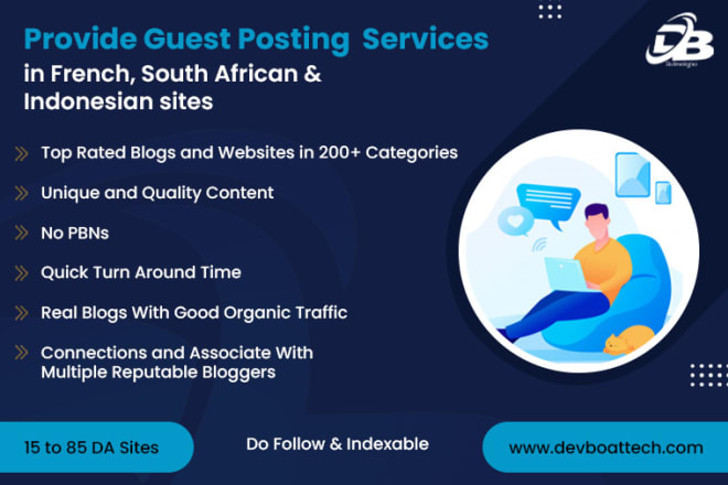 I will provide guest posting services in french, south african, and indonesian sites