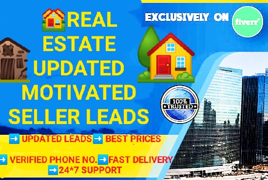 I will provide motivated seller real estate leads with skip tracing