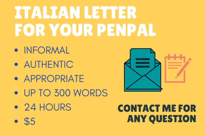 I will write an informal letter in italian to your penpal