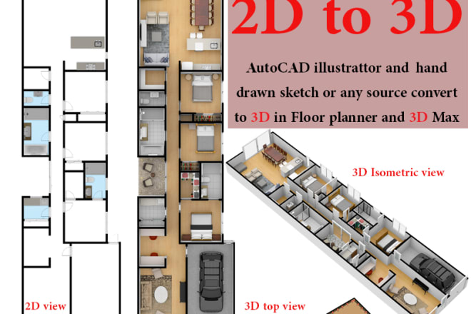 I will redraw 2d to the 3d floor plan