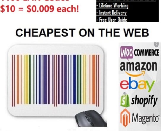 I will 1100 upc ean barcode numbers unique brand new amazon product code