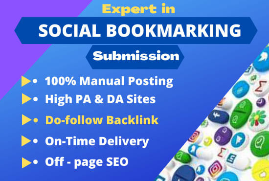 I will 40 social bookmarks submission only high quality sites