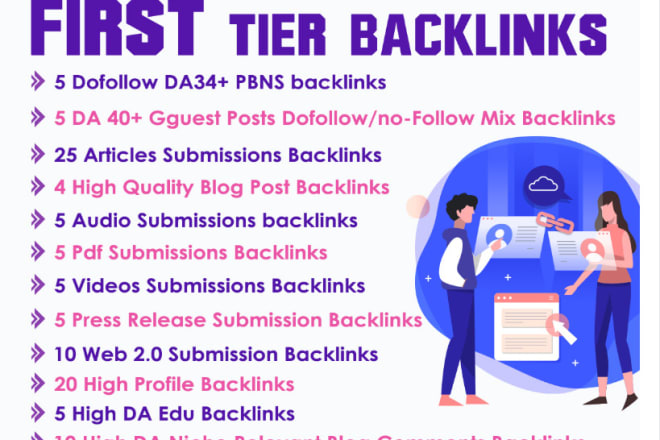 I will backlinks package to improve your ranking toward