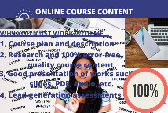 I will be your online course content writer, course content website
