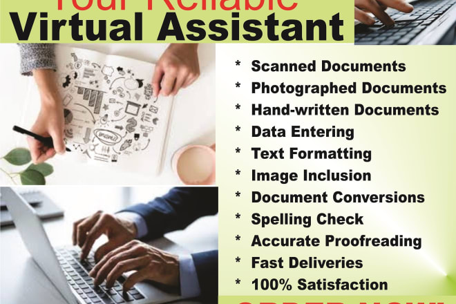 I will be your virtual assistant for data entry and web research