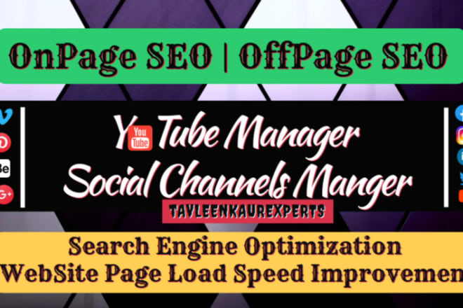 I will be your youtube, social media manager for search engine,speed optimization