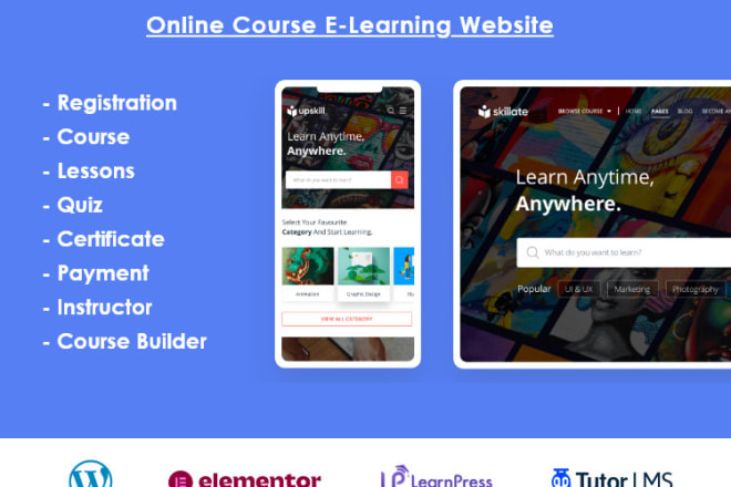I will build online course lms website like udemy