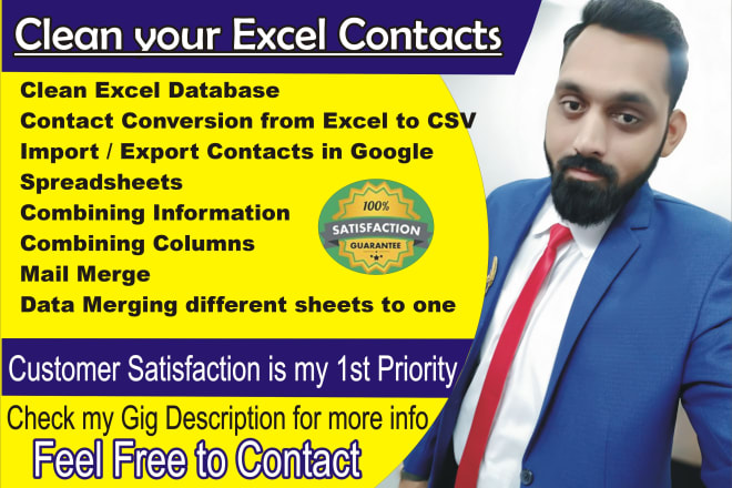 I will clean your excel contact database