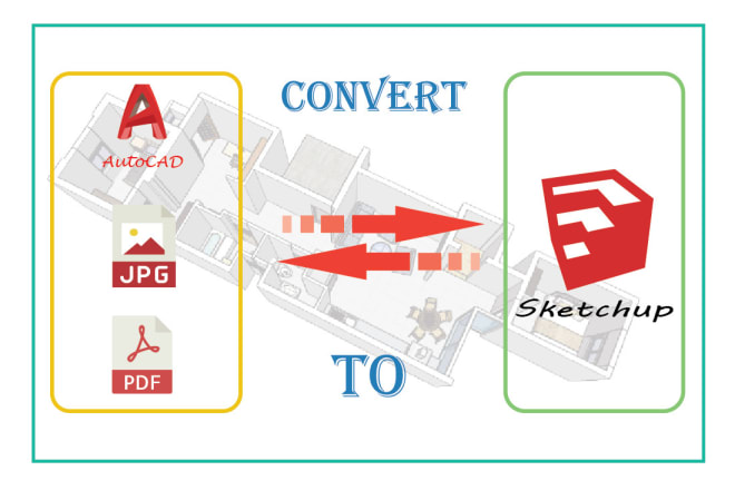 I will convert your jpeg, png, pdf, and autocad to sketchup model