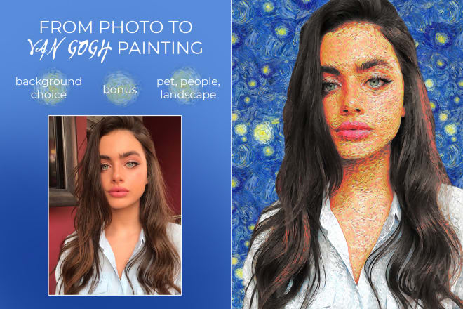 I will convert your photo to van gogh style custom painting