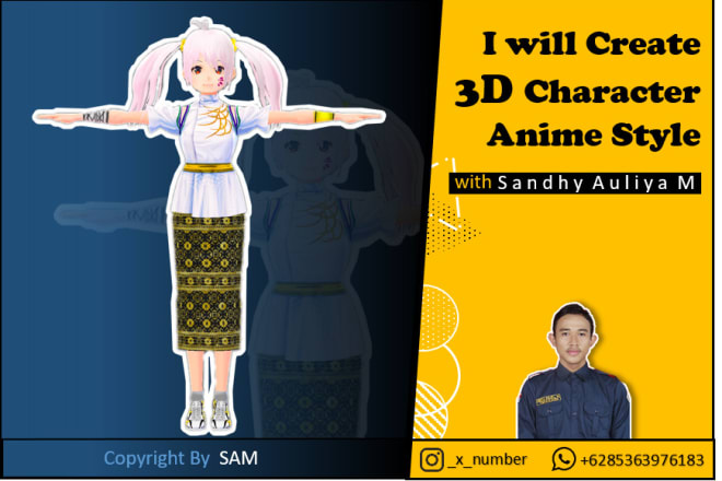 I will create 3d character anime style for your game or animation