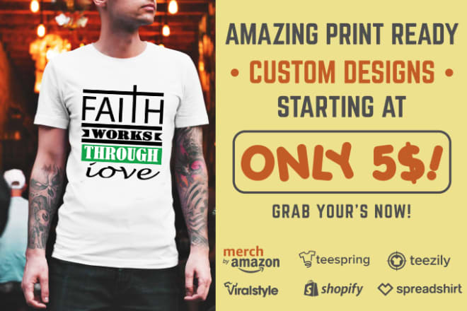 I will create a custom graphic or typography t shirt design