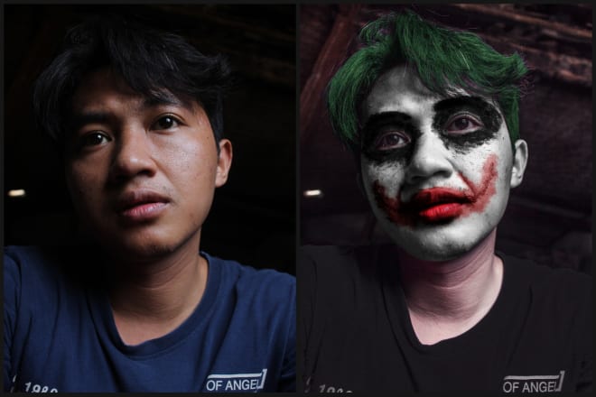 I will create a joker face make up effect in your photo