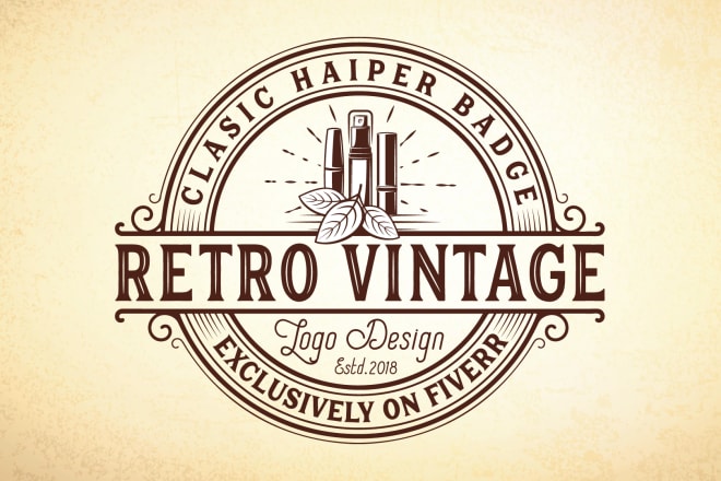 I will create a retro vintage logo with a hand drawn illustration