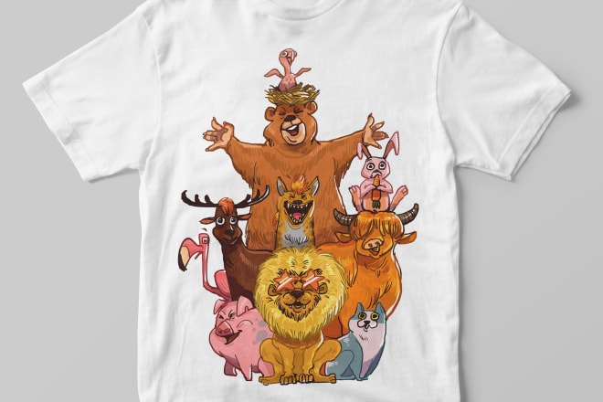I will create a super cute animal cartoon tshirt design