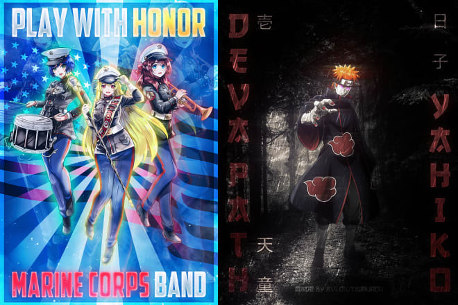 I will create an eye catching anime cover or poster