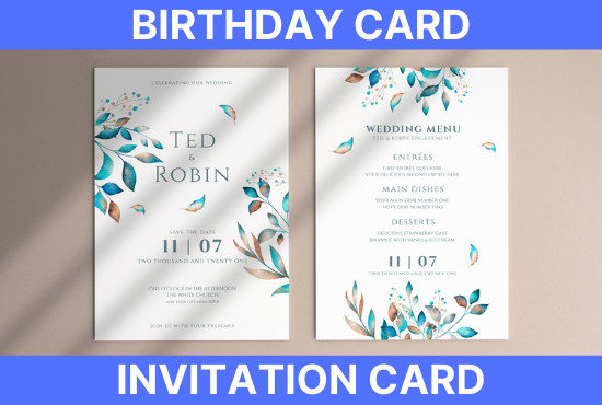 I will create birthday card, invitation card or birthday invitation