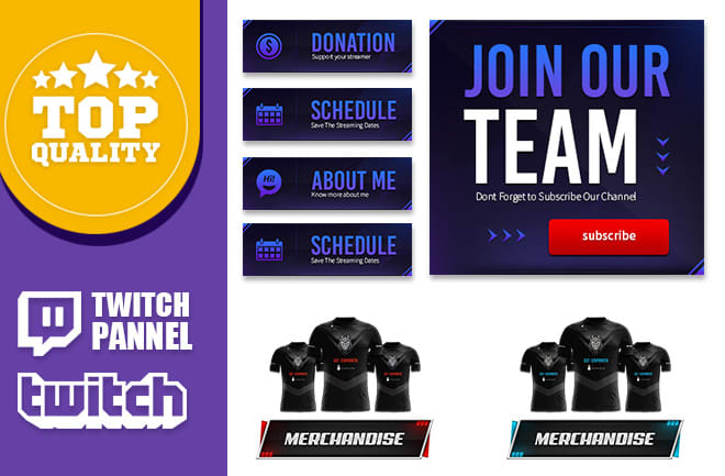 I will create express twitch panels, buttons, profile panels