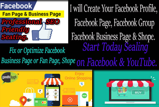 I will create, fb page, facebook shop, fb profile, business page, fix, or optimize