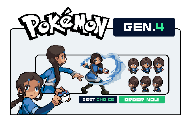 I will create gen 4 custom pokemon overworld trainer sprite sheet