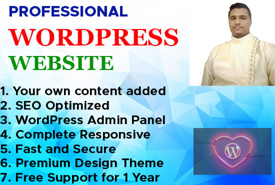 I will create professional wordpress website pay only after complete satisfaction