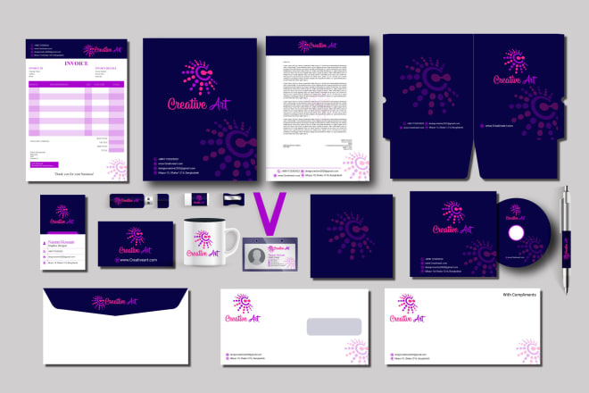 I will create stationery branding, business card, invoice and letterhead design