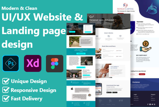 I will create UI UX design for website and landing page in photoshop xd or figma