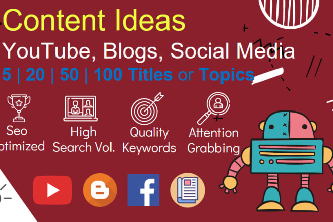 I will create unique SEO content ideas with thumbnails for youtube, blogs, social media