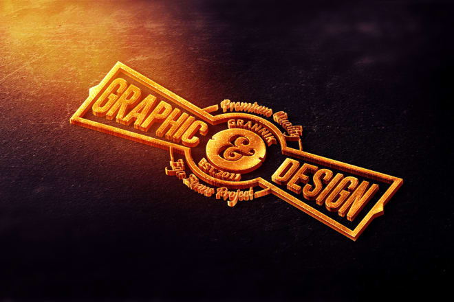 I will create your name,logo, or your text into 3D Fire Gold Mock Up design
