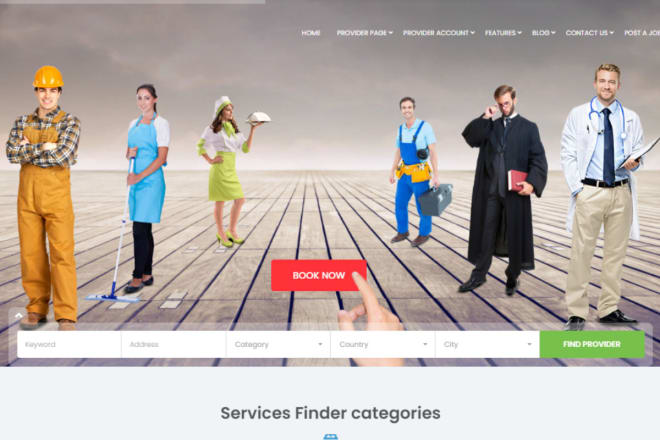 I will customize service finder provider and business lidting theme