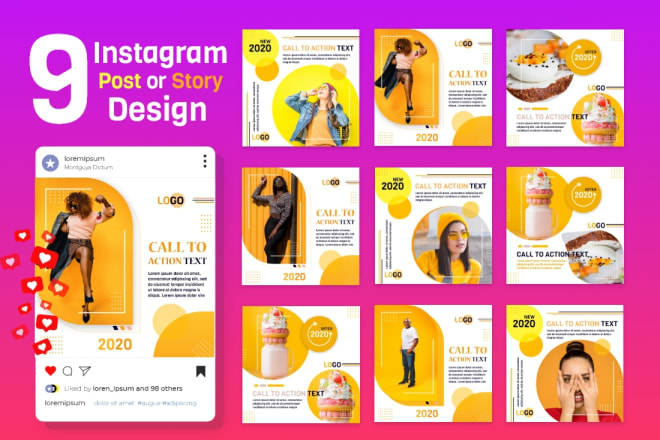 I will design 9 premium quality instagram post