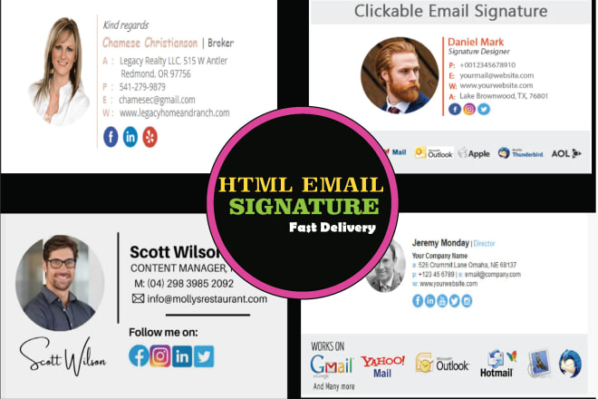 I will design a clickable HTML email signature gmail signature