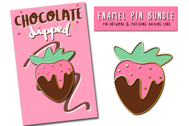 I will design a detailed enamel pin and matching backing card