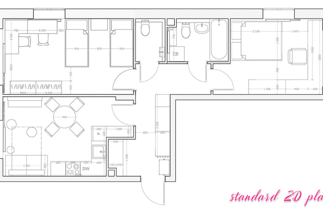 I will design a floor plan with a furniture layout of an interior