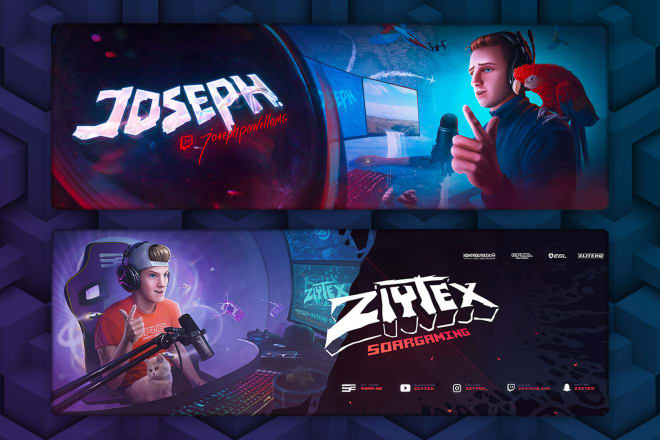 I will design a professional youtube, fb, twitter and twitch banner
